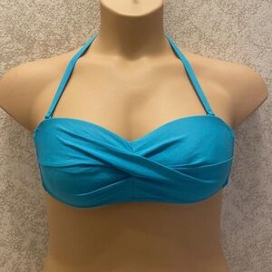 Gianni Bini Blue Halter Twist Bikini Top